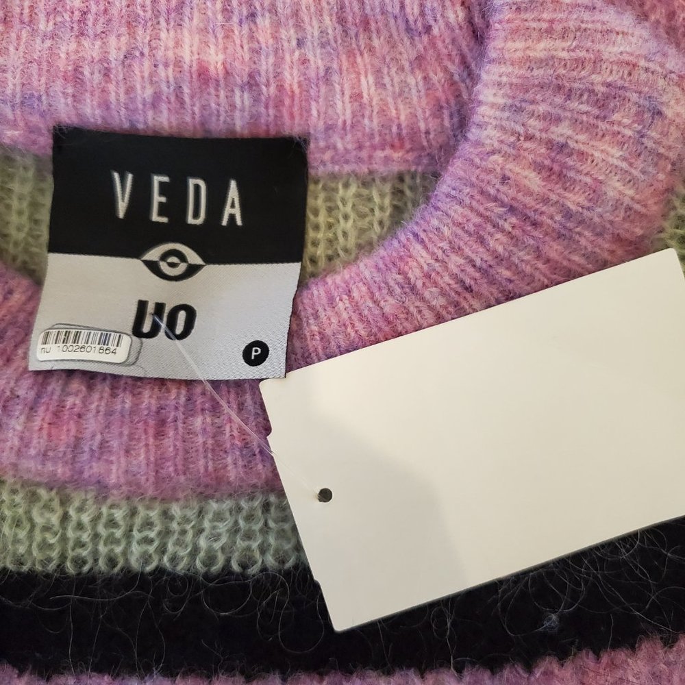 Veda X UO Urban Outfitters Anthro Womens Purple Sage Stripe Mockneck Sweater - Picture 12 of 14